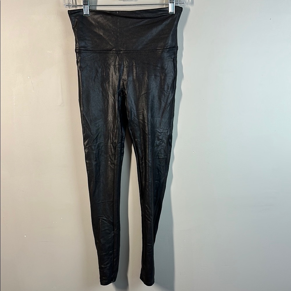 Spanx Black Faux Leather Leggings Size M